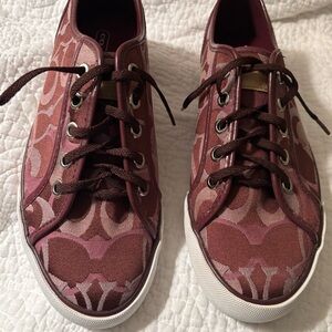Coach Women's Maroon Signature Canvas Sneakers
